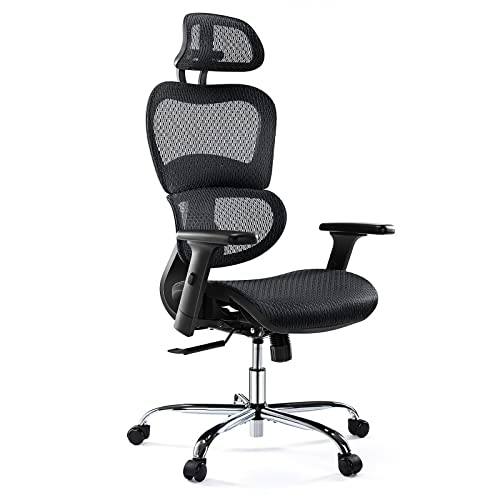 0723497834773 - AFO ERGONOMIC OFFICE CHAIR WITH HEADRESTS AND 3D ARMRESTS LUMBAR, HIGH BACK, ADJUSTABLE ROLLING, TILT FUNCTION, SUPPORTS UP TO 300 POUNDS, DARK BLACK