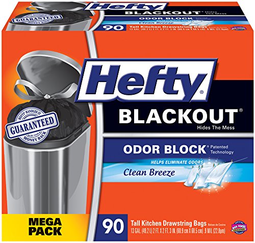 0723521759737 - HEFTY BLACKOUT TALL KITCHEN TRASH BAGS, CLEAN BREEZE, 90 COUNT