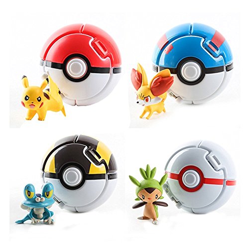 0000723548858 - BY NISHMIAK HOT PRODUCT - 4PCS AUTOMATICALLY THROW BALLS + 4 PCS RANDOM MINIATURE FIGURES CREATIVE ACTION TOY FOR ANIME AND GAME FANS