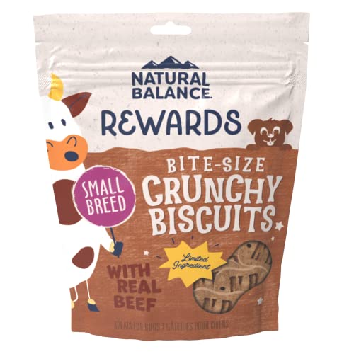 0723633014113 - NATURAL BALANCE REWARDS CRUNCHY BISCUITS, BITE-SIZE TREATS FOR SMALL-BREED DOGS, MADE WITH REAL BEEF, 8 OUNCE POUCH