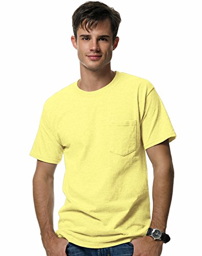 0723652103799 - HANES 6.1 OZ. BEEFY-T�?WITH POCKET - YELLOW - L