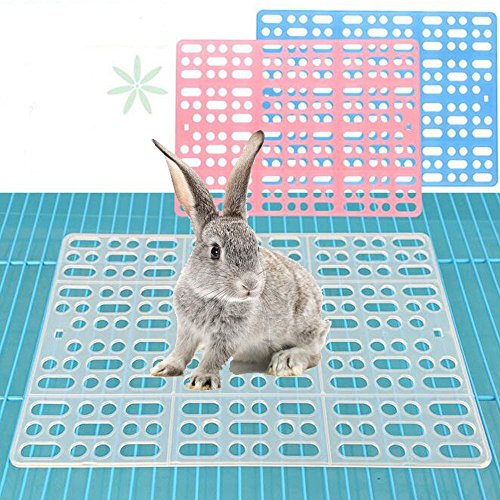 0723740351644 - 2 PIECES PACK RABBIT MATS FOR CAGES PLASTIC SMALL ANIMAL CAGE HOLE MAT PREVENT LITTLE PET SKIN DISEASE WITH 4 FIXED TABS BY YOUR ZOEZ（BLUE)