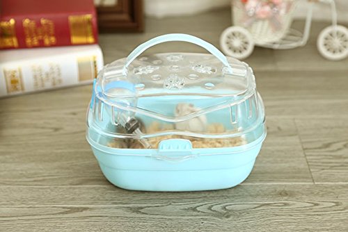 0723740351675 - PORTABLE CARRIER HAMSTER CARRY CASE CAGE WITH WATER BOTTLE TRAVEL&OUTDOOR FOR HAMSTER SMALL ANIMALS (BLUE)