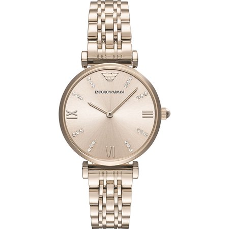 0723763259286 - EMPORIO ARMANI WOMEN’S GIANNI T-BAR ROSE-GOLD STAINLESS STEEL WATCH AR11059