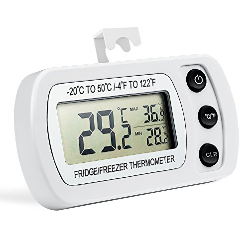 0723800840163 - DIGITAL REFRIGERATOR THERMOMETER, ORIA® WATERPROOF FREEZER THERMOMETER WITH HOOK - EASY TO READ LCD DISPLAY, MAX/MIN FUNCTION - PERFECT FOR FRIDGE, FREEZER OR GENERAL ROOMS