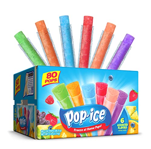 0072392700806 - POP-ICE FREEZER POPS, FAT FREE ICE POPS, ASSORTED FLAVORS (80 - 1 OZ POPS)