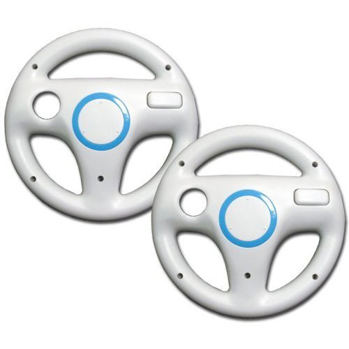 0723980342563 - WHITE MARIO KART RACING WHEEL FOR NINTENDO WII REMOTE GAMES PACK OF 2