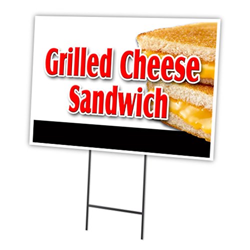 0724131179205 - GRILLED CHEESE SANDWICH 18X24 YARD SIGN & STAKE OUTDOOR PLASTIC WINDOW