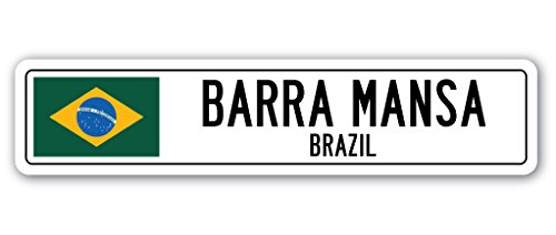 0724131200879 - BARRA MANSA, BRAZIL STREET SIGN BRAZILIAN FLAG CITY COUNTRY ROAD WALL GIFT