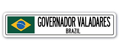 0724131201364 - GOVERNADOR VALADARES, BRAZIL STREET SIGN BRAZILIAN FLAG CITY COUNTRY ROAD GIFT