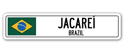 0724131201562 - JACAREÍ, BRAZIL STREET SIGN BRAZILIAN FLAG CITY COUNTRY ROAD WALL GIFT