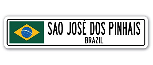 0724131202323 - SAO JOSÉ DOS PINHAIS, BRAZIL STREET SIGN BRAZILIAN FLAG CITY COUNTRY ROAD GIFT