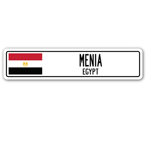 0724131210700 - MENIA, EGYPT STREET SIGN EGYPTIAN FLAG CITY COUNTRY ROAD WALL GIFT