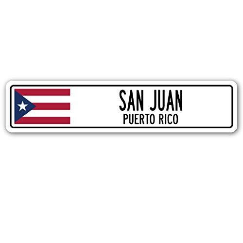 0724131222185 - SAN JUAN, PUERTO RICO STREET SIGN PUERTO RICAN AMERICAN FLAG CITY COUNTRY GIFT