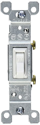 7241870967144 - LEVITON 1451-WCP 15-AMP, 120-VOLT, TOGGLE FRAMED SINGLE-POLE AC QUIET SWITCH, RESIDENTIAL GRADE, NON-GROUNDING, WHITE