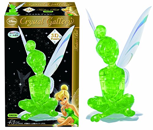 0724393308818 - JAPAN DISNEY OFFICIAL PETER PAN - TINKER BELL GREEN ORIGINAL 3D CRYSTAL PUZZLE (43 PIECE) COMPLETE SCALE TRANSPARENT FIGURE MODEL GIFT SET JIGSAW PUZZLEBALL KIDS TOY HOUSE HOME ROOM DECOR