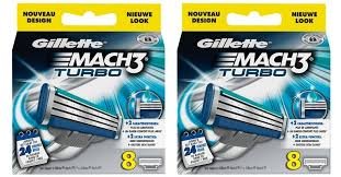 0724519679556 - GÍLLETTE MACH 3 TURBO RAZOR REFILL CARTRIDGES 16-COUNT (PACKAGING MAY VARY)