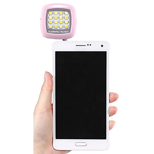 0724519925691 - GRIP® UNIVERSAL PORTABLE MINI 16 LED NIGHT USING SELFIE ENHANCING DIMMABLE FLASH CELLPHONE CAMERA FLASH FILL-IN LIGHT POCKET SPOTLIGHT PHOTO SPEEDLITE ANDROID SMARTPHONE TABLETS CAMERA IPHONE (PINK)