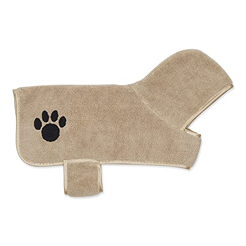 0072456143204 - BONE DRY PET DRYING COLLECTION EMBROIDERED TERRY MICROFIBER, PET ROBE - SMALL, 20X14, TAUPE