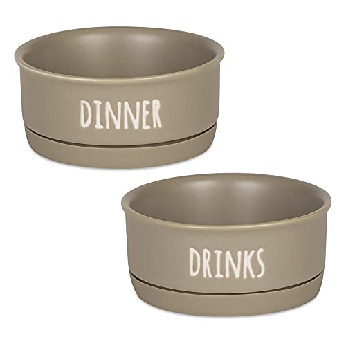 0072456144430 - BONE DRY CERAMIC PET COLLECTION DINNER, DRINKS & DESSERT SET, SMALL, 4.2 COUNT5X2 COUNT, STONE, 2 COUNT
