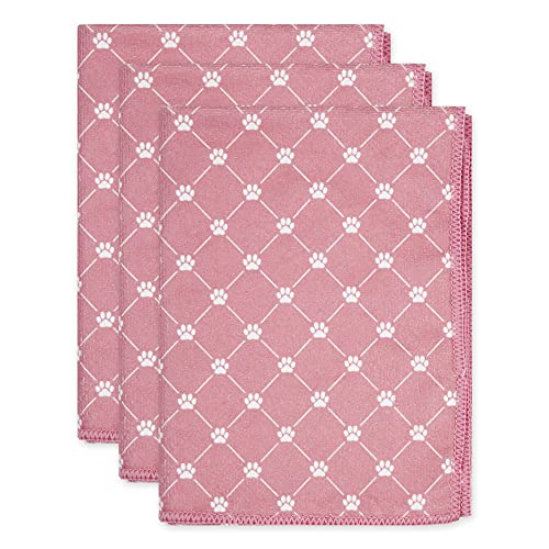 0072456145475 - BONE DRY PET DRYING COLLECTION EMBROIDERED TERRY MICROFIBER, PET TOWEL SMALL SET, 15X30, ROSE PRINTED TRELLIS, 3 COUNT