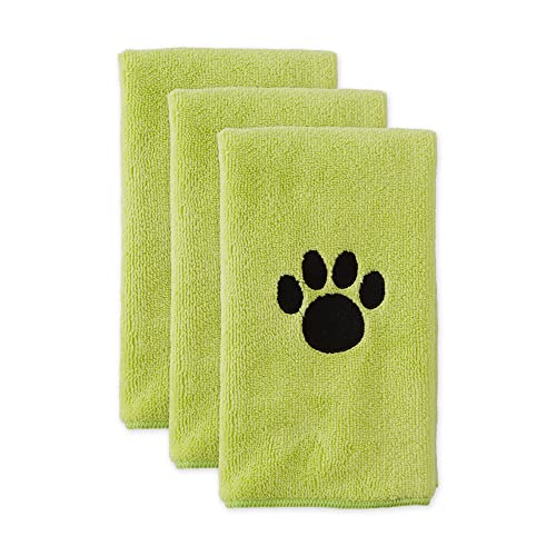 0072456155115 - BONE DRY PET GROOMING TOWEL COLLECTION ABSORBENT MICROFIBER DRYING SET, 15X30, EMBROIDERED LETTUCE GREEN, 3 COUNT