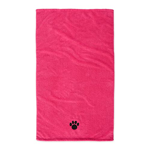 0072456155153 - BONE DRY PET GROOMING TOWEL COLLECTION ABSORBENT MICROFIBER X-LARGE, 41X23.5, EMBROIDERED RASPBERRY SORBET