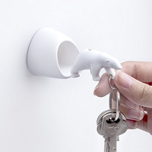 0724696528296 - POLAR BEAR WALL KEY HOLDER BY QUALY DESIGN STUDIO. WHITE COLOR. COOL HOME DESIGN ITEM. UNUSUAL GIFT.