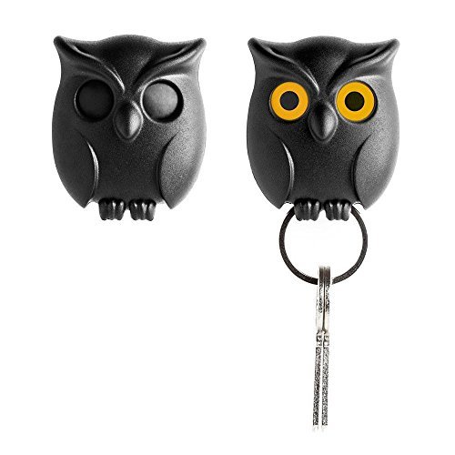 0724696528333 - NIGHT OWL KEYRING HOLDER BY QUALY DESIGN STUDIO. BLACK COLOR. COOL HOME DECOR. UNUSUAL WALL DECORATION. UNIQUE GIFT.