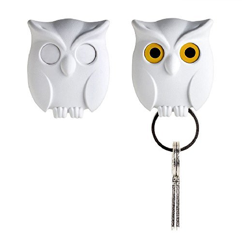 0724696528357 - NIGHT OWL KEYRING HOLDER BY QUALY DESIGN STUDIO. WHITE COLOR. COOL HOME DECOR. UNUSUAL WALL DECORATION. UNIQUE GIFT.