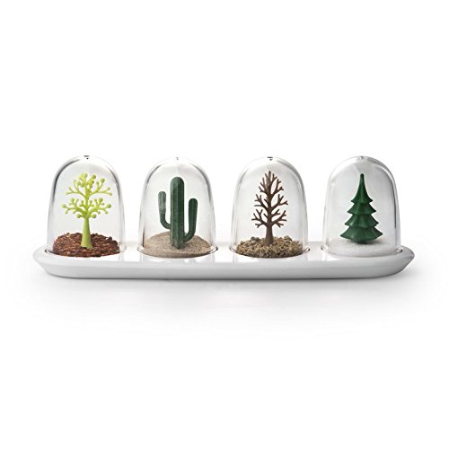 0724696528647 - SPICE CONTAINER SET FOUR SEASONS BY QUALY DESIGN STUDIO. SET OF 4 SPICE CONTAINERS EACH REPRESENTING SEASON OF THE YEAR. GREAT PRACTICAL AND DESIGNER KITCHEN SPICE RACK ACCESSORY.
