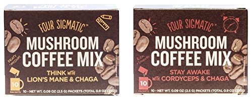 0724696647867 - FOURSIGMATIC MUSHROOM COFFEE VARIETY PACK- CORDYCEPS WITH CHAGA AND LIONS MANE WITH CHAGA NOOTROPIC BUNDLE (10 PACKS OF EACH VARIETY - 20 TOTAL)