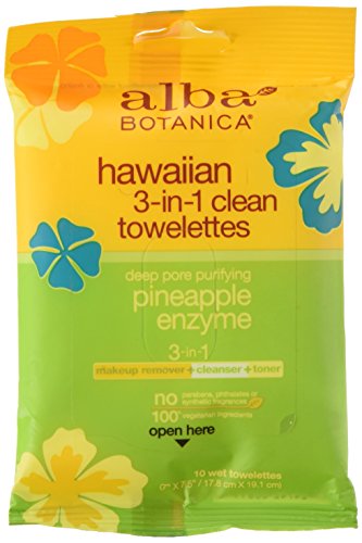 0724742008116 - ALBA BOTANICA - HAWAIIAN 3-IN-1 CLEAN TOWELETTES PINEAPPLE ENZYME - 10 TOWELETTE