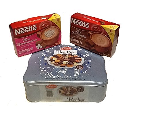 0724744104502 - HOLIDAY BELGIAN CHOCOLATE COOKIE SILVER OR RED CAN WITH HOT COCOA MIX