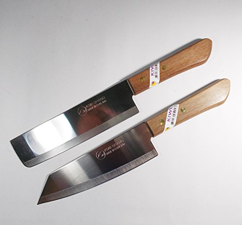 0724999996860 - CHEF'S KNIFE COOK UTILITY KNIVES SET 2 KIWI BRAND 171,172 CUTLERY STEAK WOOD HANDLE KITCHEN TOOL SHARP BLADE 6.5 STAINLESS STEEL