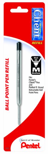 0072512187746 - PENTEL REFILL INK FOR BK910 CLIENT BALLPOINT PEN, MEDIUM LINE, BLACK INK, 1 PACK (BKC10BPA)