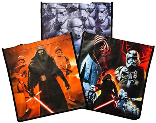 0725264087351 - DISNEY STAR WARS THE FORCE AWAKENS EPISODE VII BUNDLE: 6 RECYCLABLE REUSABLE TOTE SHOPPING STORAGE CONTAINER BAGS WITH 1 POLY TAB FILE FOLDER- RESISTANCE FIRST ORDER - 7 ITEMS