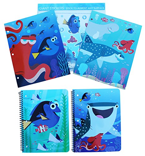 0725264107646 - FINDING DORY BACK TO SCHOOL SUPPLY KIT WITH 2 LAMINATED POCKET FOLDERS, 2 DORY CARTOON SPIRAL NOTEBOOKS AND 1 STICKER SET FOR NOTEBOOKS