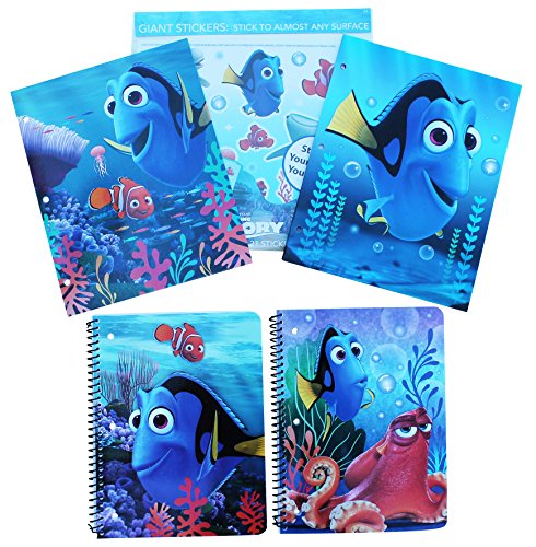 0725264107660 - FINDING DORY BACK TO SCHOOL SUPPLIES | 2 LAMINATED POCKET FOLDERS, 2 SPIRAL NOTEBOOKS AND 1 STICKER SET FOR NOTEBOOKS