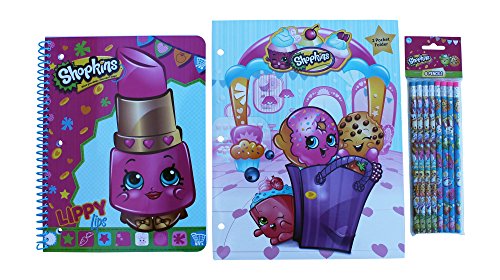 0725264107844 - SHOPKINS BACK TO SCHOOL SUPPLY BUNDLE WITH LAMINATED POCKET FOLDER, 1 SUBJECT SPIRAL NOTEBOOK AND 8 PACK OF PENCILS: BUNDLE FEATURES D'LISH DONUT, KOOKY COOKIE, CUPCAKE CHIC AND LIPPY LIPS