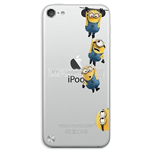 0725407596641 - IPOD TOUCH 5TH & 6TH GEN MINION CASE; HARD PLASTIC TRANSPARENT CLEAR BACK PROTECTOR SNAP ON CASE COVER WITH *FREE TEMPERED GLASS & WIPE* (PEEPING)