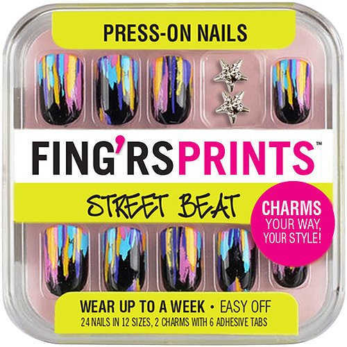 0725410722013 - FINGRS PRINTS STREET BEAT HAUTE MESS PRESS-ON NAILS (PACK OF 2)