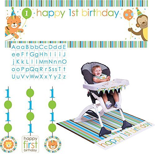 0725410884445 - CREATIVE CONVERTING SWEET AT ONE DECORATION PACKAGE INCLUDING HANGING DECORATIONS, BANNER, AND A HIGH CHAIR BIRTHDAY KIT