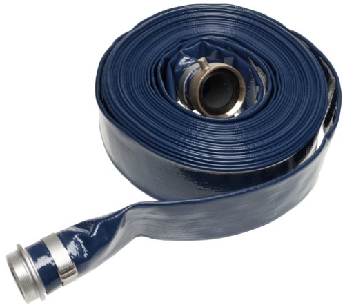 0725559090066 - APACHE 98138045 2 X 50' BLUE PVC LAY-FLAT DISCHARGE HOSE WITH ALUMINUM PIN LUG FITTINGS