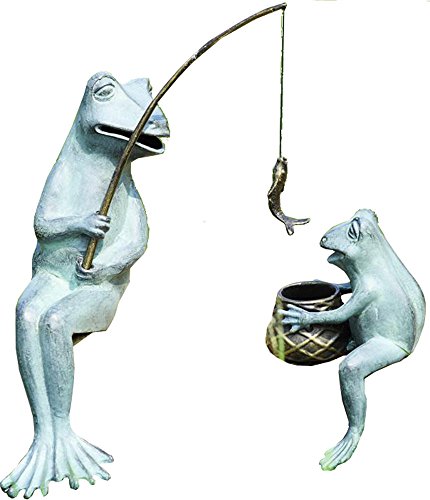 0725739336717 - SPI HOME 33671 FISHING FROG MAMA AND BABY GARDEN SCULPTURE