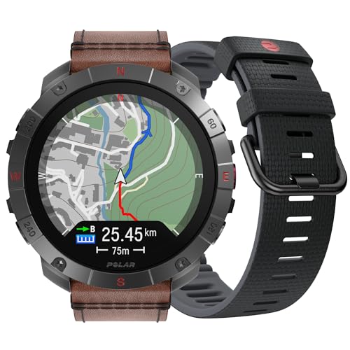 0725882065151 - POLAR GRIT X2 PRO TITAN ULTRA PREMIUM GPS SMART SPORTS WATCH – ULTIMATE OUTDOOR ADVENTURE WATCH WITH RUGGED TITANIUM DESIGN, ADVANCED NAVIGATION, WITH AN ADDITIONAL LEATHER WRISTBAND.