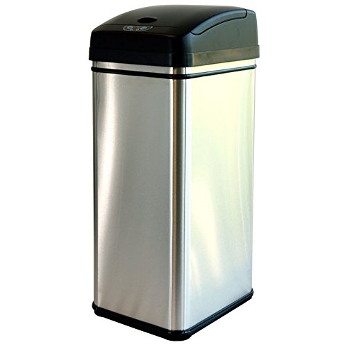 0726088076965 - ITOUCHLESS 13-GALLON DEODORIZER FILTERED STAINLESS STEEL SENSOR TRASH CAN