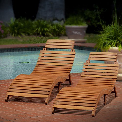 0726088200865 - CHRISTOPHER KNIGHT HOME LAHAINA OUTDOOR ACACIA WOOD CHAISE LOUNGE (SET OF 2) FOLDS UP FOR EASY STORAGE AND TRANSPORT