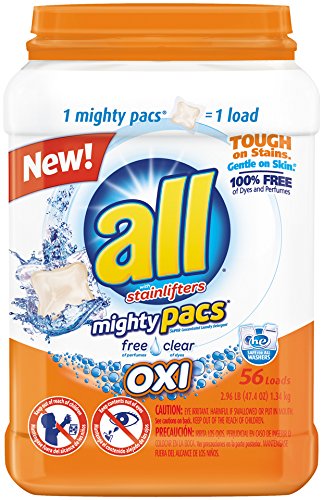 0072613461820 - ALL MIGHTY PACS LAUNDRY DETERGENT, FREE CLEAR OXI, TUB, 56 COUNT