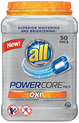 0072613463121 - ALL POWERCORE SUPER CONCENTRATED LAUNDRY DETERGENT PACS TUB, OXI, 50 COUNT